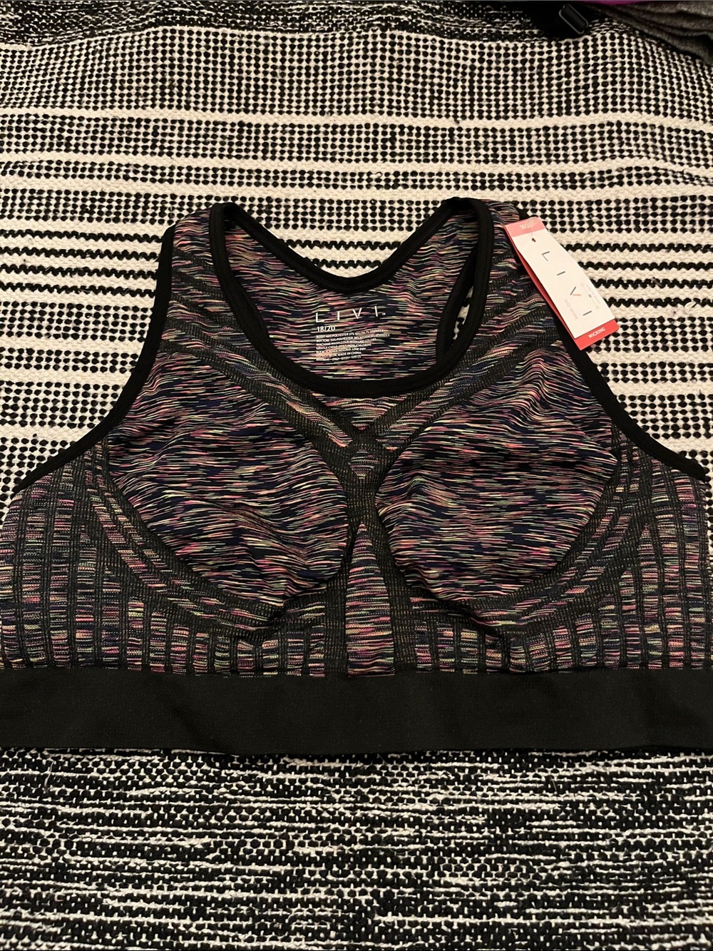 Lane Bryant Multicolor Space-Dye High Support Sports Bra with Black Trim